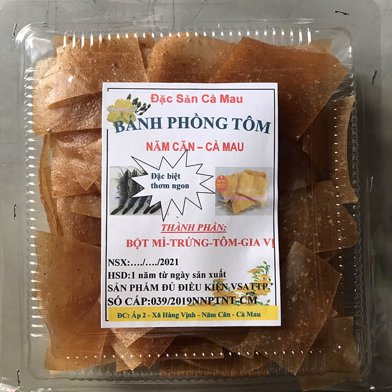 Bánh phồng tôm Năm Căn vịnh Cà Mau.