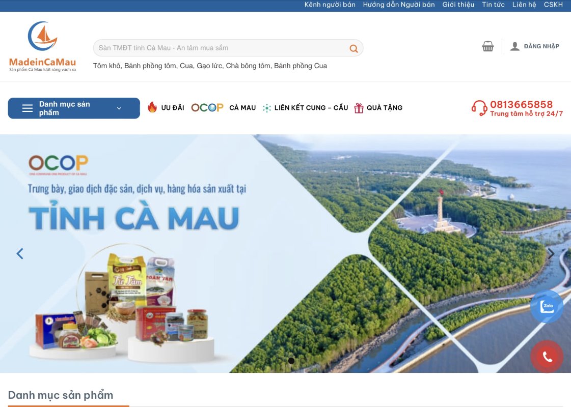 Sàn TMĐT Cà Mau - Madeincamau.com